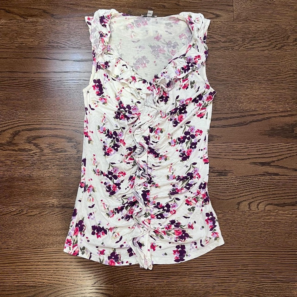 y2k express floral ruffle tank small
